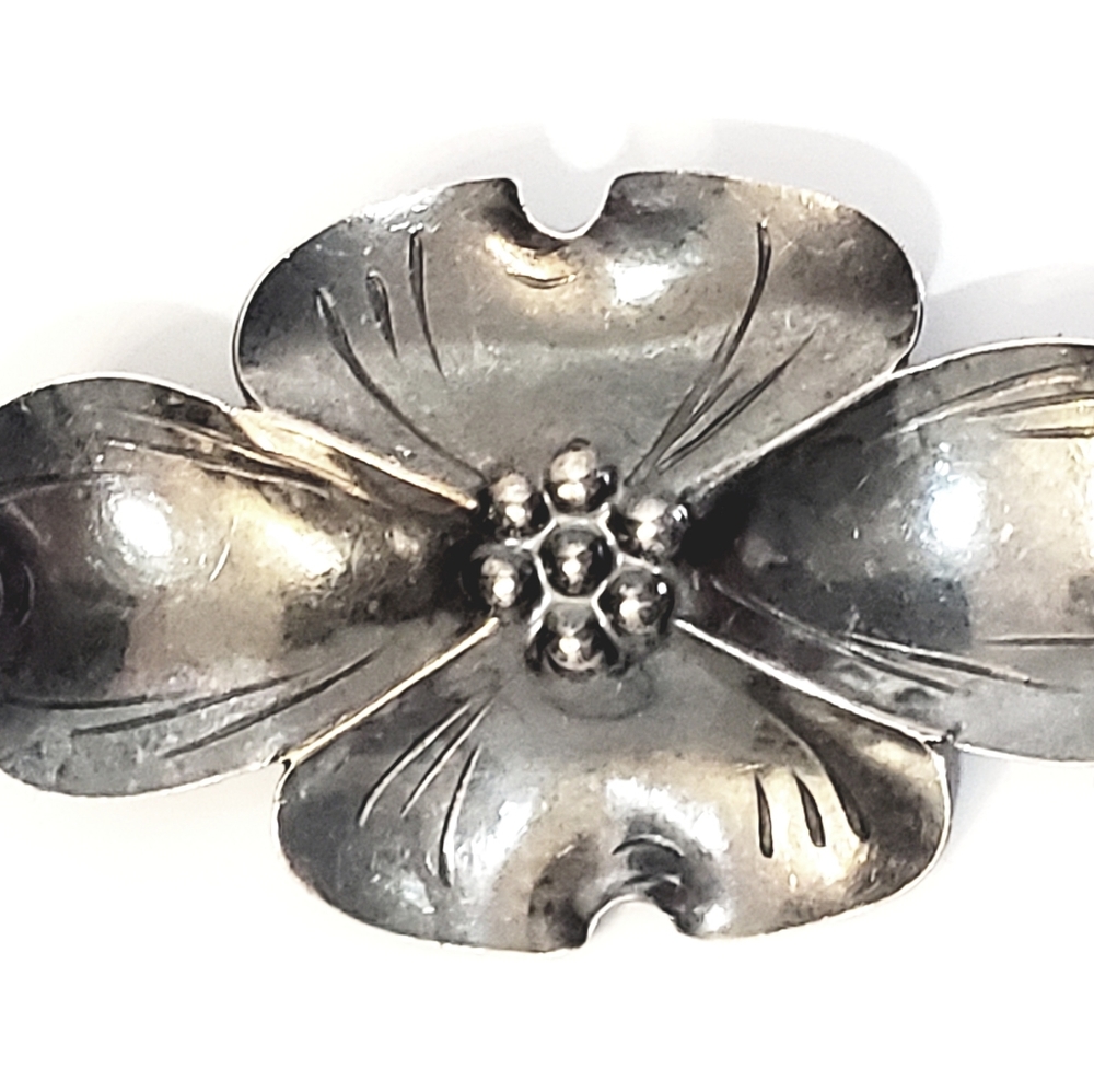 NYE Vintage Sterling Silver Dogwood Brouch Signed
